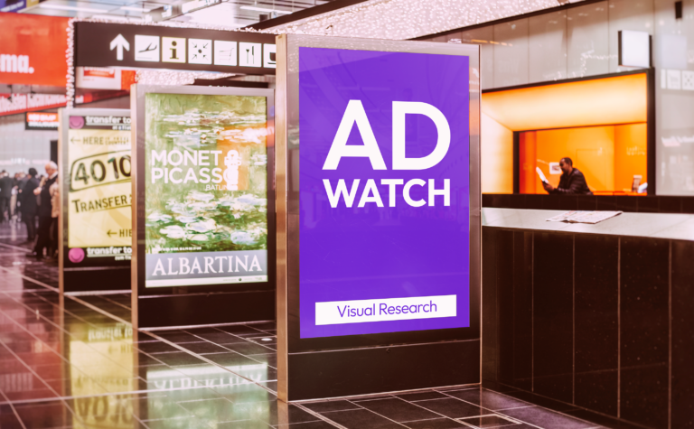 Multiple advertisements and one poster promoting Ad Watch