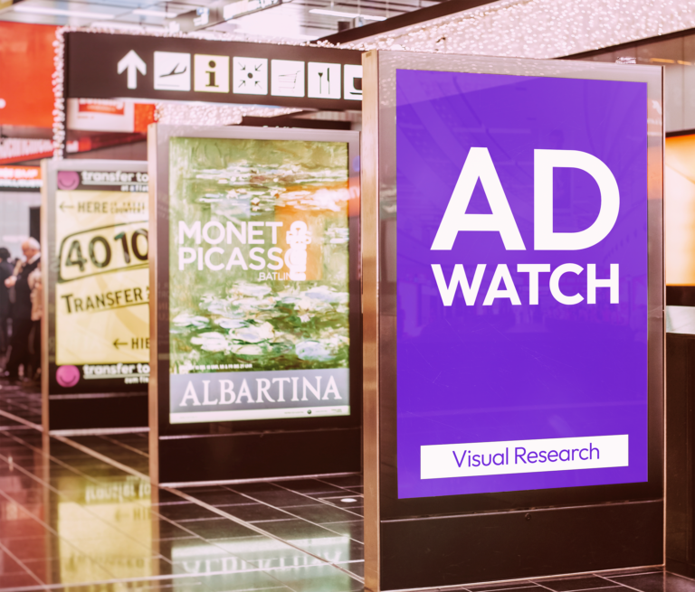 Multiple advertisements and one poster promoting Ad Watch